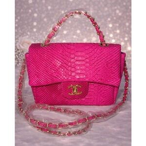 CC Hot Pink Python Bag w/ Gold Accents